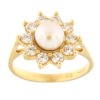 Gold ring with zircon and freshwater pearl Code: 110pt