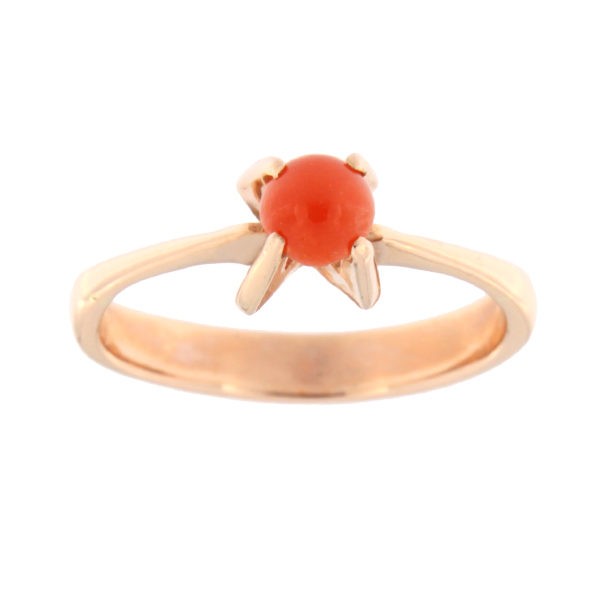 Gold ring with red coral Code: 74pk