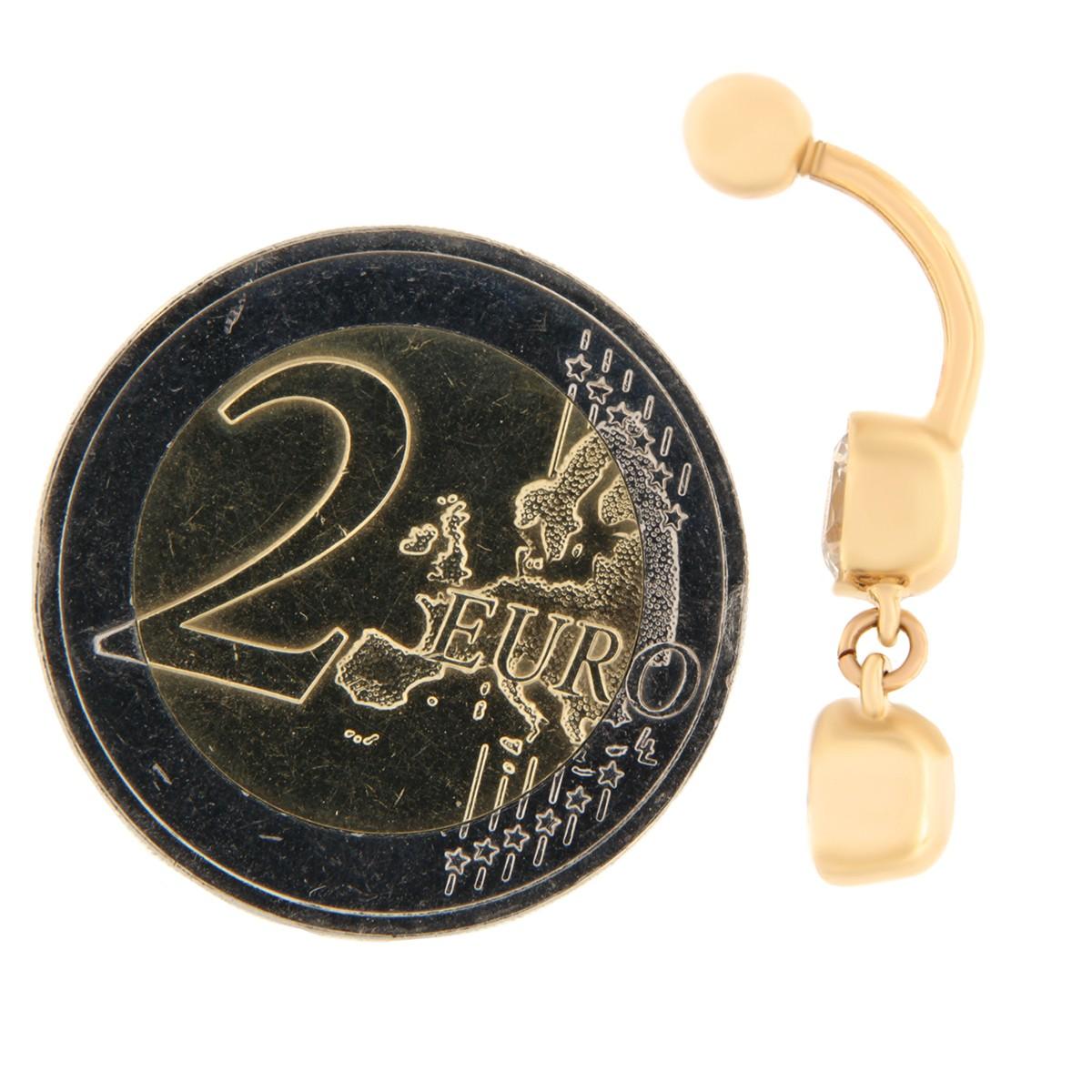 Gold belly button ring with zircon Code: pn0140-punane-punane