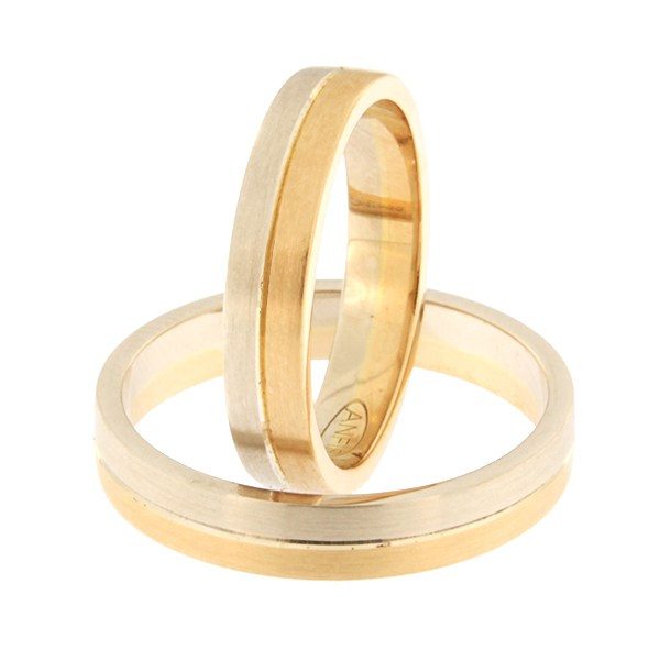 Золотое обручальное кольцо Kод: rn0166-4-1/2vm1-1/2km1