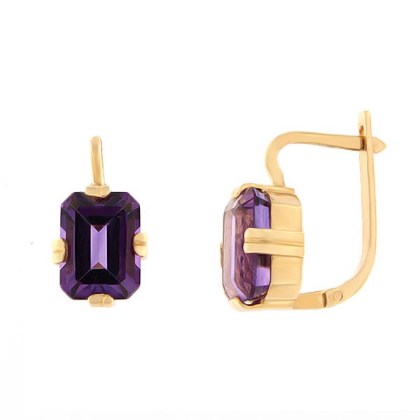 Gold earrings with amethyst Code: er0118-ametüst
