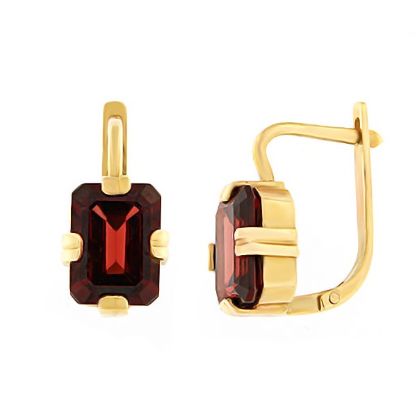 Gold earrings with garnet Code: er0118-granaat