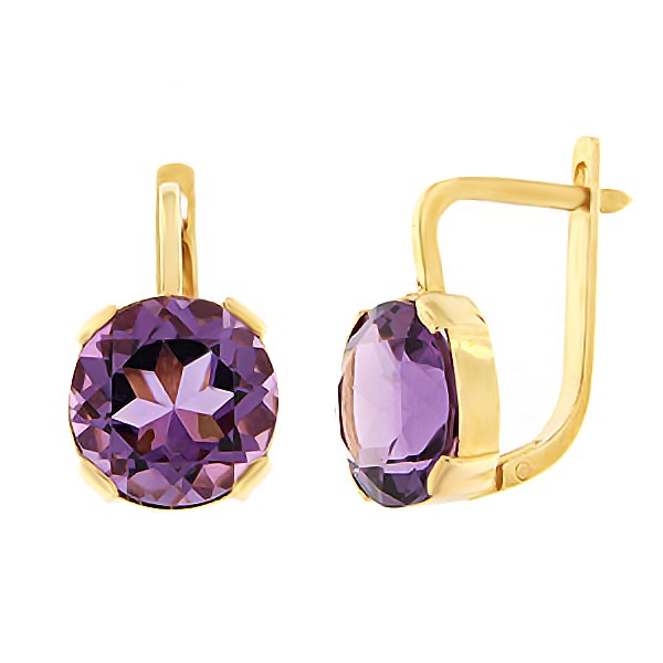 Gold earrings with amethyst Code: er0136-ametüst