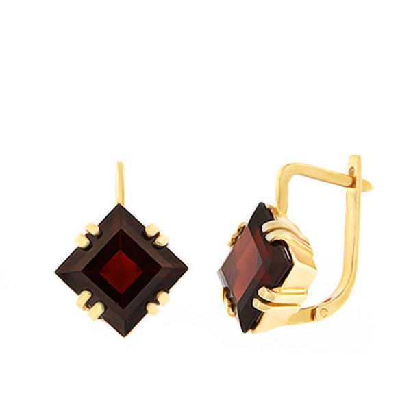 Gold earrings with garnet Code: er0137-granaat