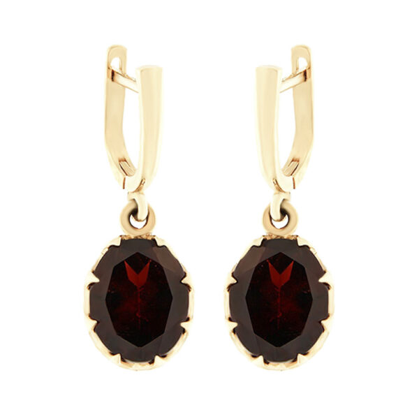 Gold earrings with garnet Code: er0153-154-granaat