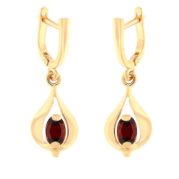 Gold earrings with garnet Code: er0153-320-granaat