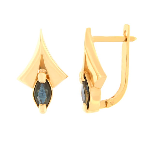 Gold earrings with sapphire Code: er0305-safiir
