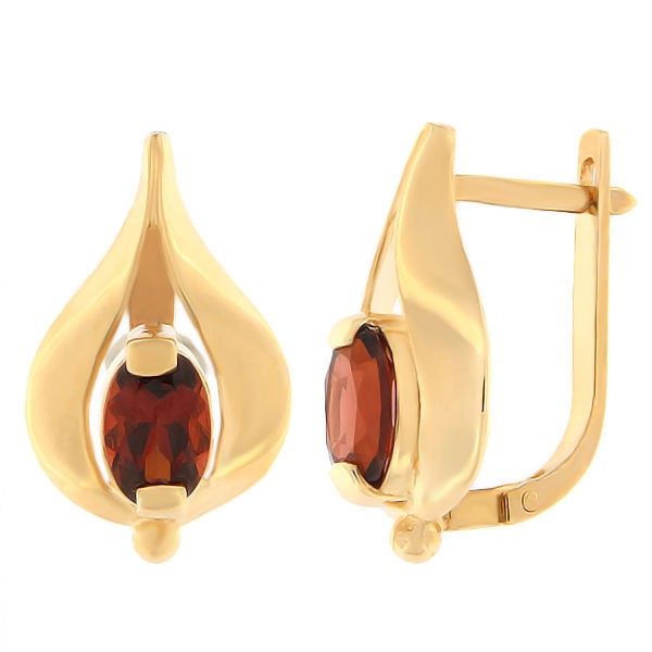 Gold earrings with garnet Code: er0316-granaat