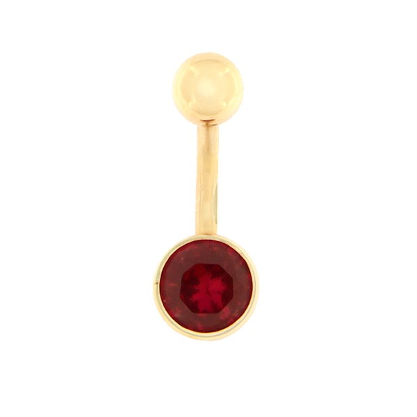 Gold belly button ring with zircon Code: pn0130-punane