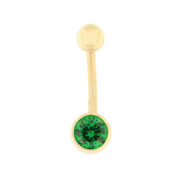 Gold belly button ring with zircon Code: pn0130-roheline