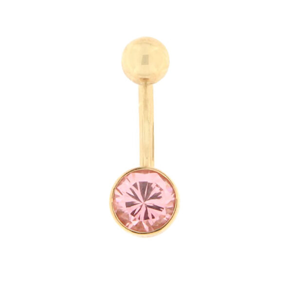 Gold belly button ring with zircon Code: pn0130-roosa