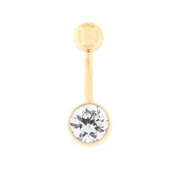 Gold belly button ring with zircon Code: pn0130-valge