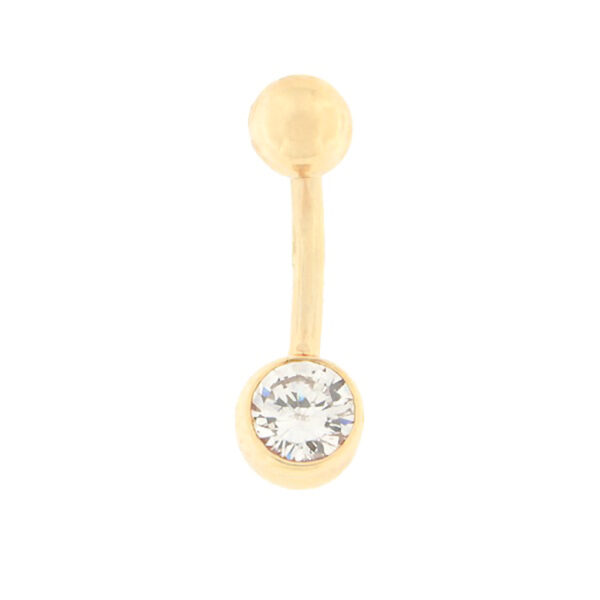 Gold belly button ring with zircon Code: pn0131-valge