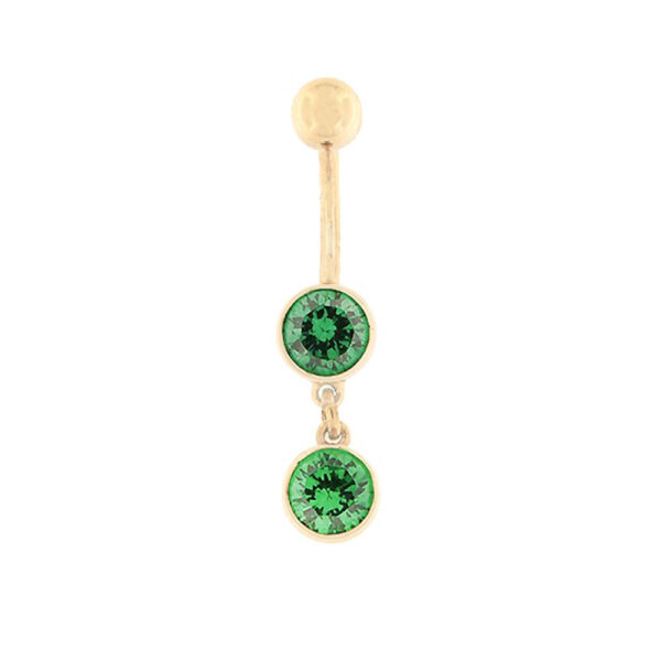 Gold belly button ring with zircon Code: pn0140-roheline-roheline