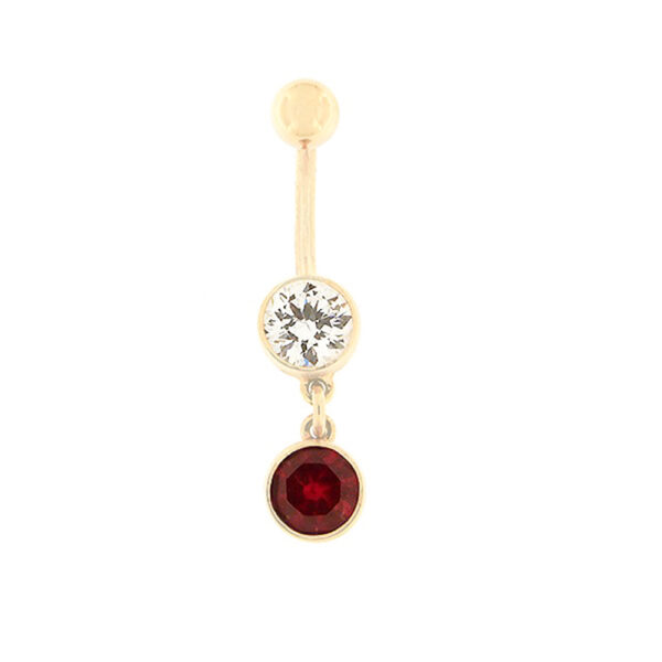 Gold belly button ring with zircon Code: pn0140-valge-punane