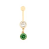 Gold belly button ring with zircon Code: pn0140-valge-roheline