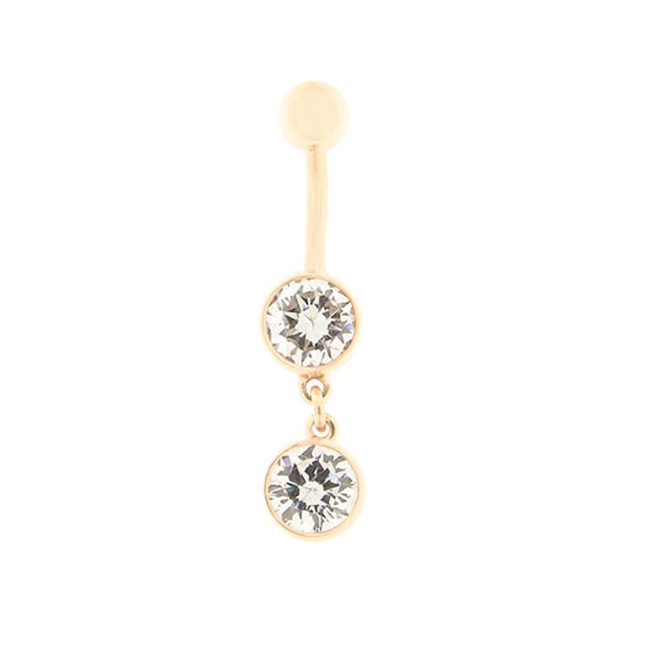 Gold belly button ring with zircon Code: pn0140-valge-valge