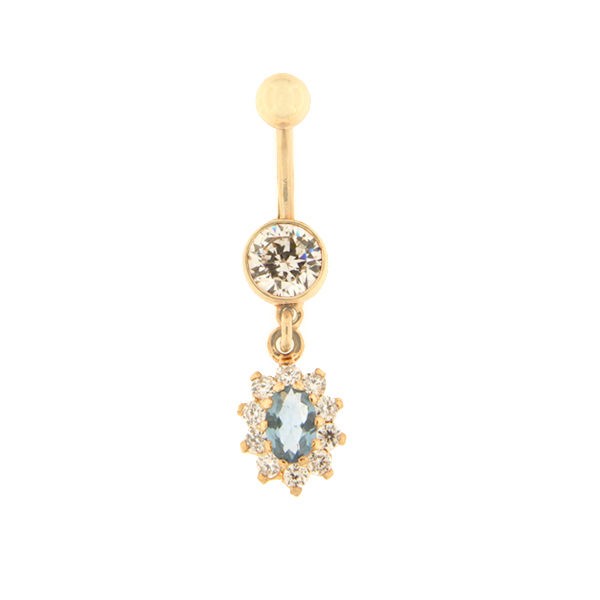 Gold belly button ring with zircon Code: pn0140-d-valge-sinine