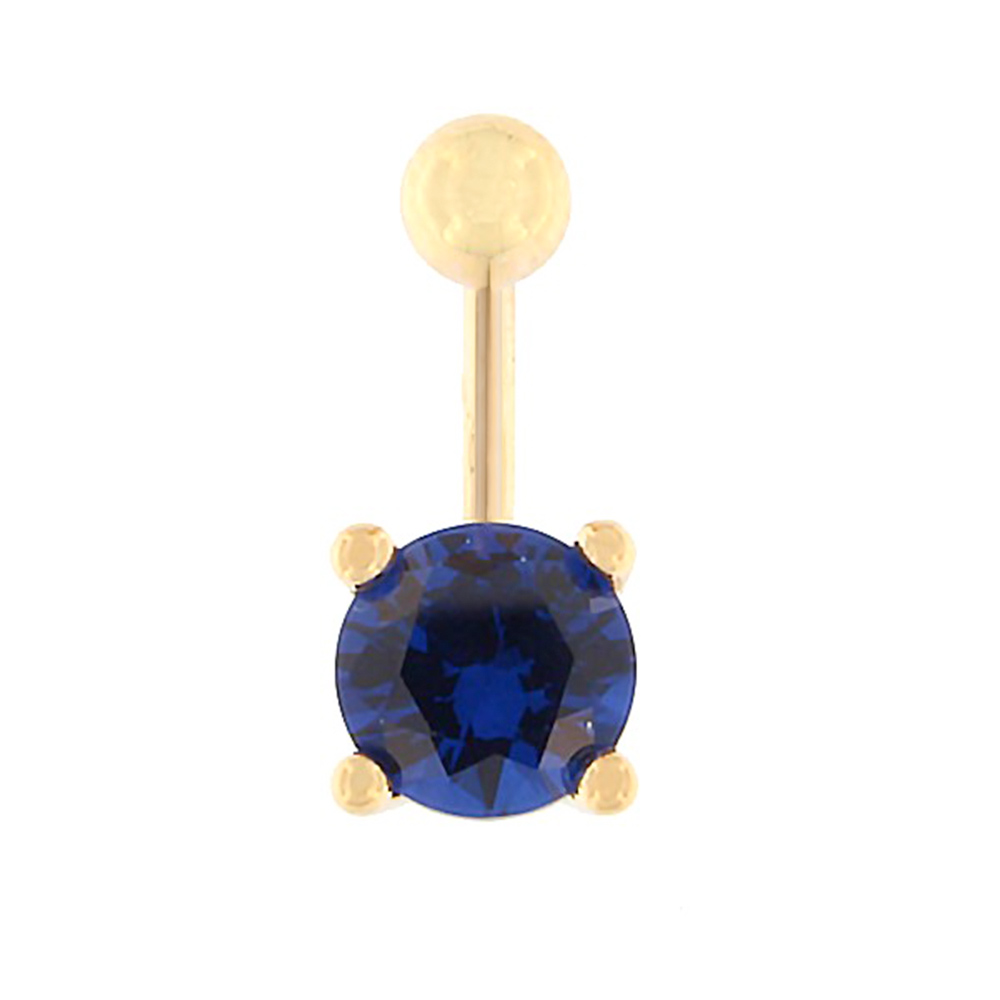 Gold belly button ring with zircon Code: pn0141-sinine