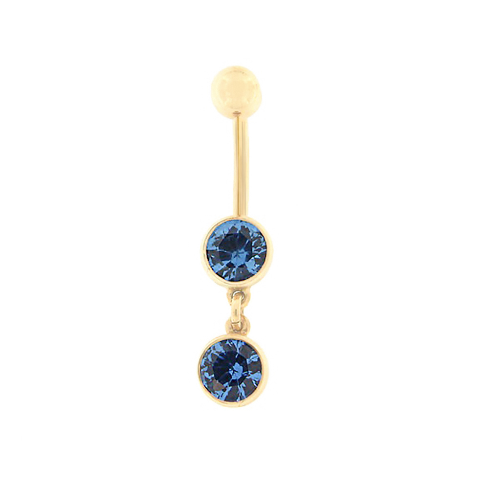 Gold belly button ring with zircon Code: pn0140-sinine-sinine