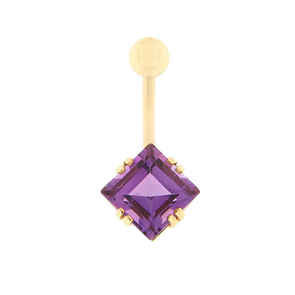 Gold belly button ring with amethyst Code: pn0152-ametyst