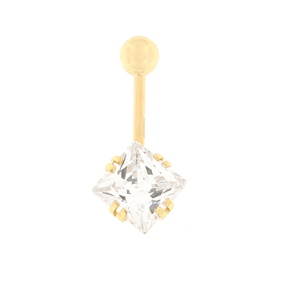 Gold belly button ring with zircon Code: pn0152-valge