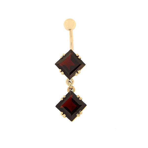 Gold belly button ring with garnet Code: pn0153-granaat