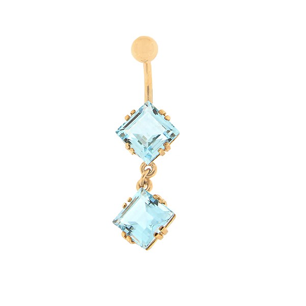 Gold belly button ring with topaz Code: pn0153-topaas
