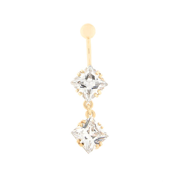 Gold belly button ring with zircon Code: pn0153-valge