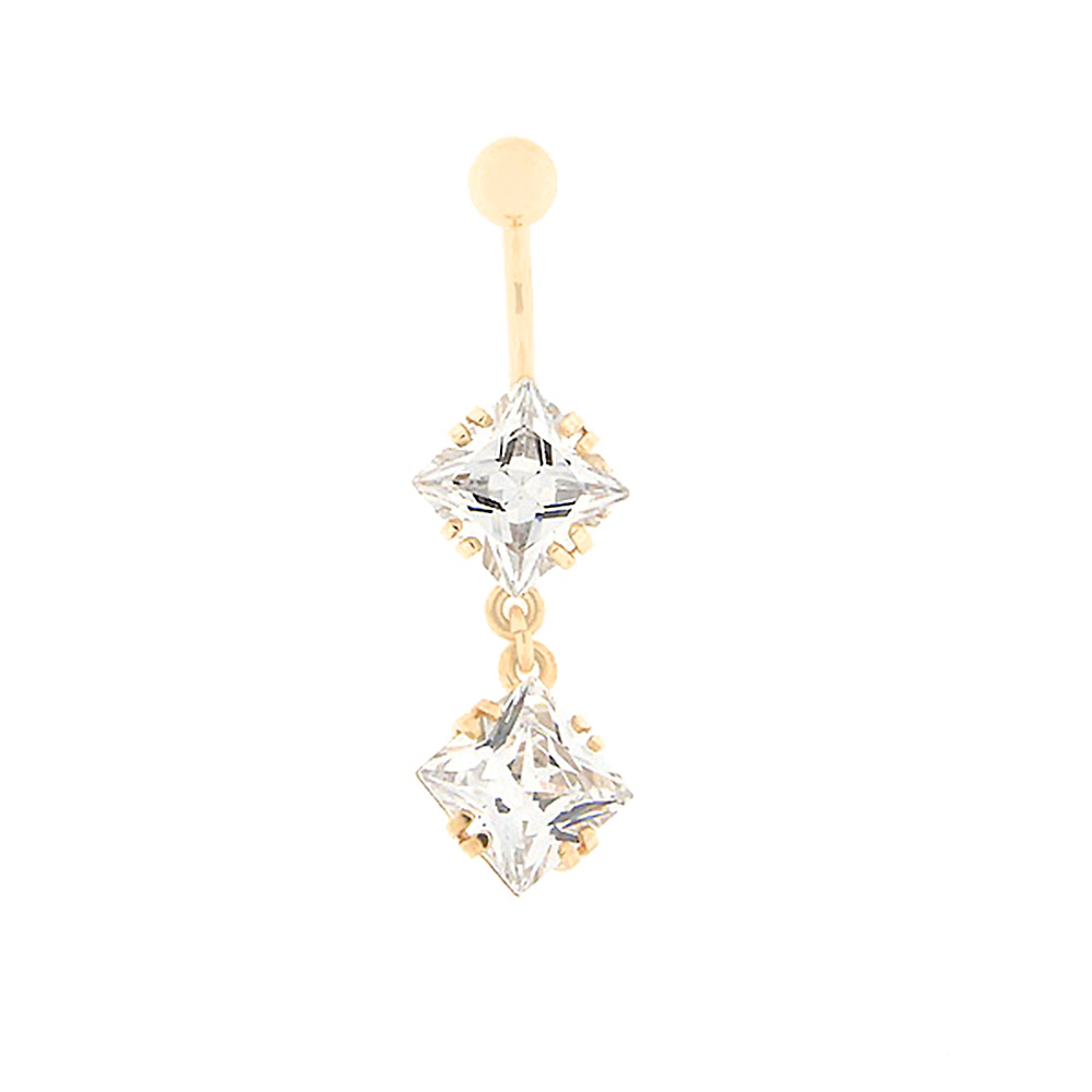 Gold belly button ring with zircon Code: pn0153-valge