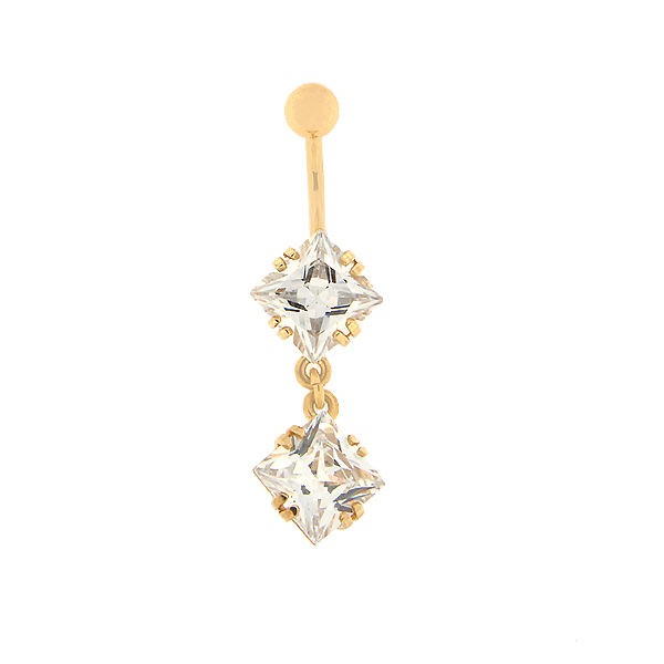 Gold belly button ring with zircon Code: pn0153-valge