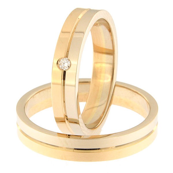 Kullast abielusõrmus teemantiga Kood: rn0108-4-1/2vl-1/2kl-1k