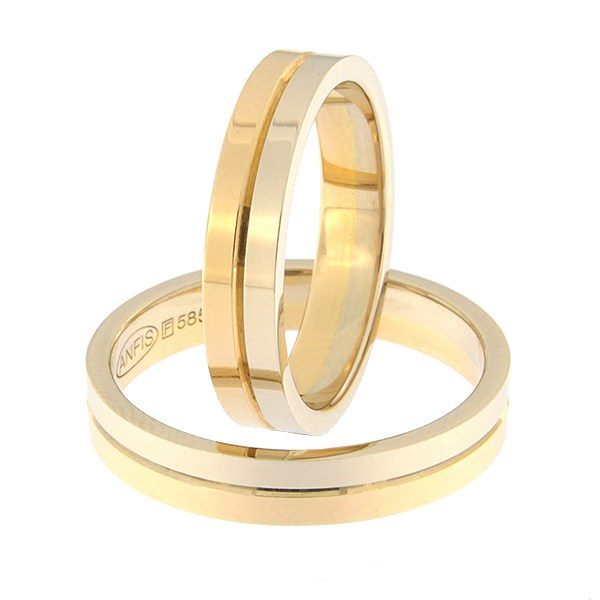Золотое обручальное кольцо Kод: rn0108-4-1/2vl-1/2kl