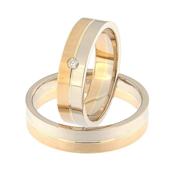 Kullast abielusõrmus teemantiga Kood: Rn0108-5-1/2vl-1/2km1-1k