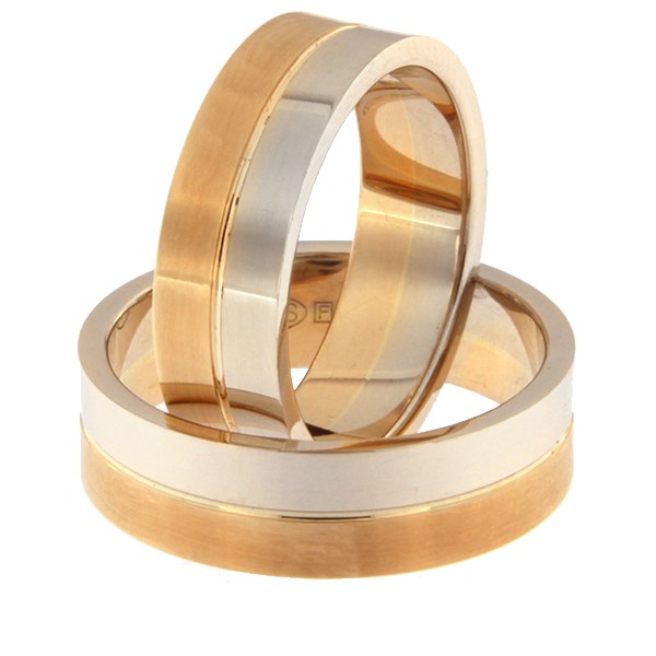 Золотое обручальное кольцо Kод: rn0108-6-1/2vl-1/2km1