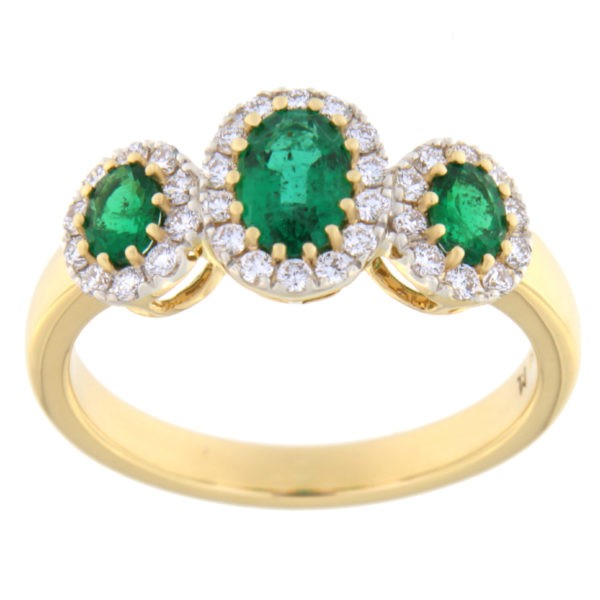 Gold ring with diamonds and emeralds Code: 18m