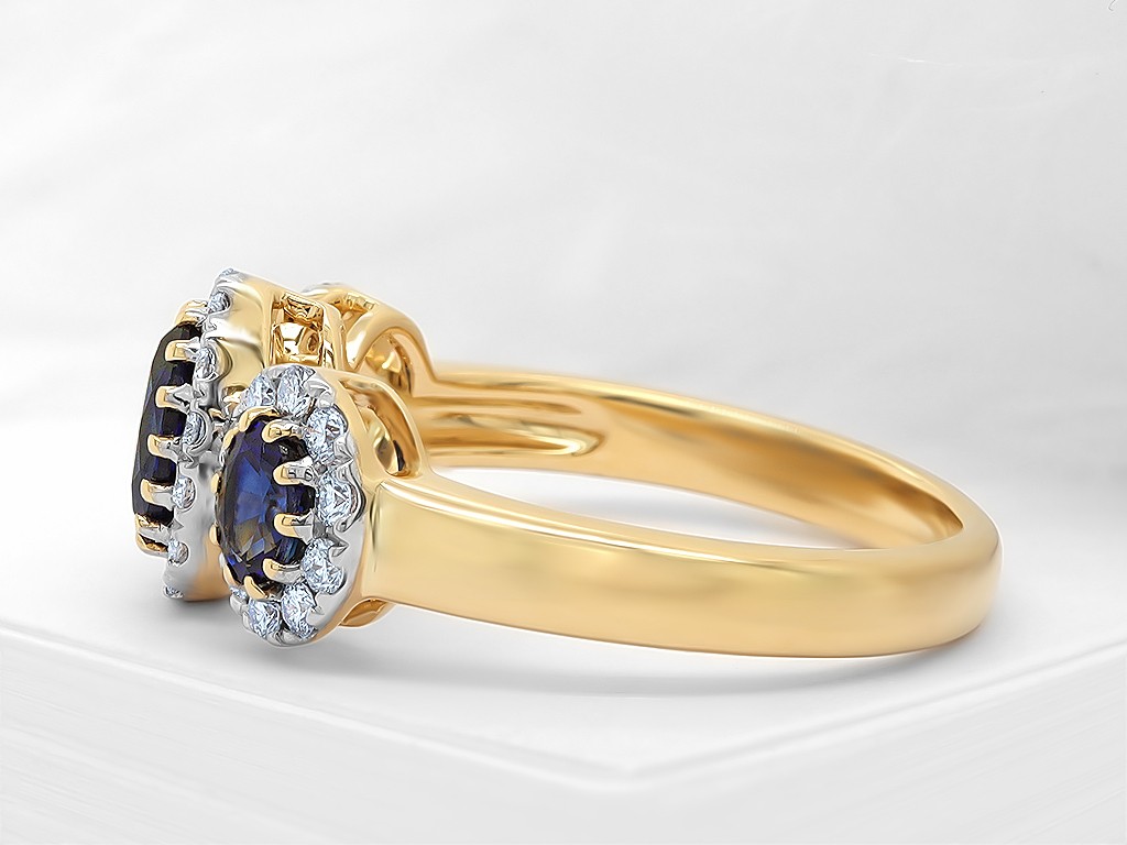 Kullast sõrmus teemantide ja safiiridega Kood: 19m