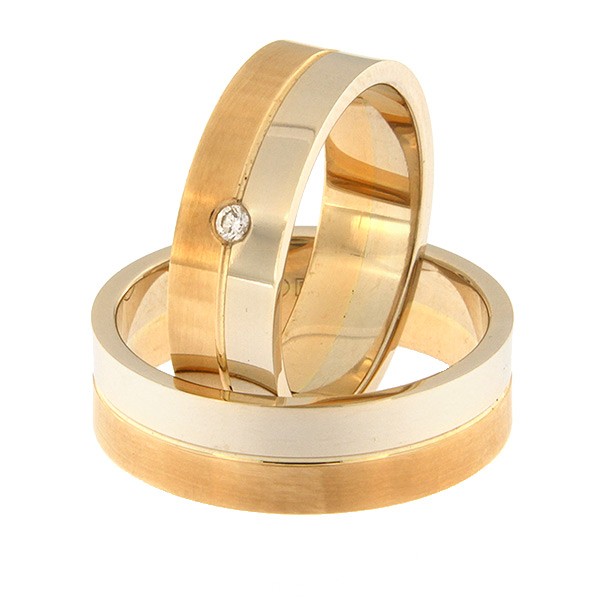 Kullast abielusõrmus teemantiga Kood: rn0108-6-1/2vl-1/2km1-1k