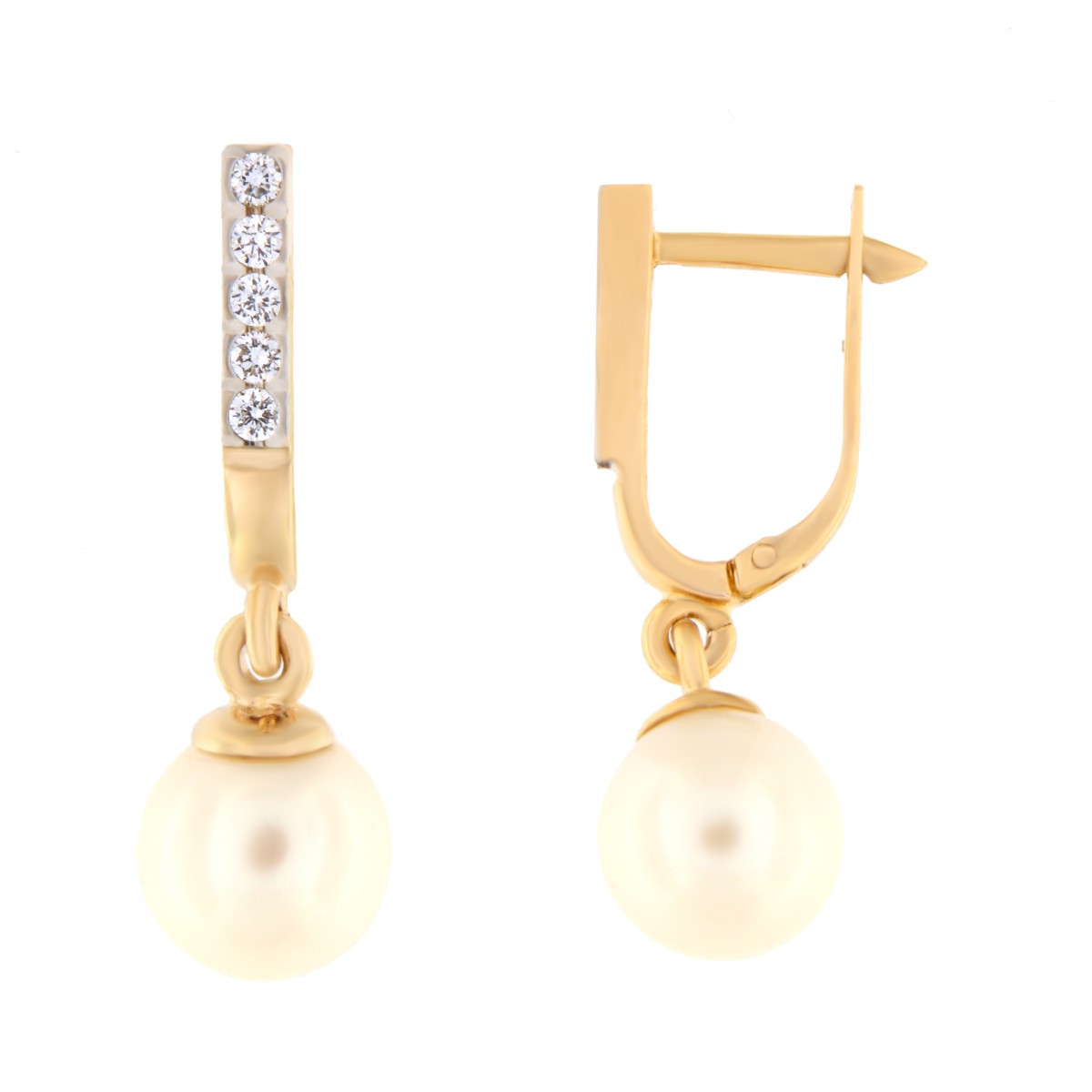 Kullast kõrvarõngad teemantide ja pärlitega Kood: er0321-318-8