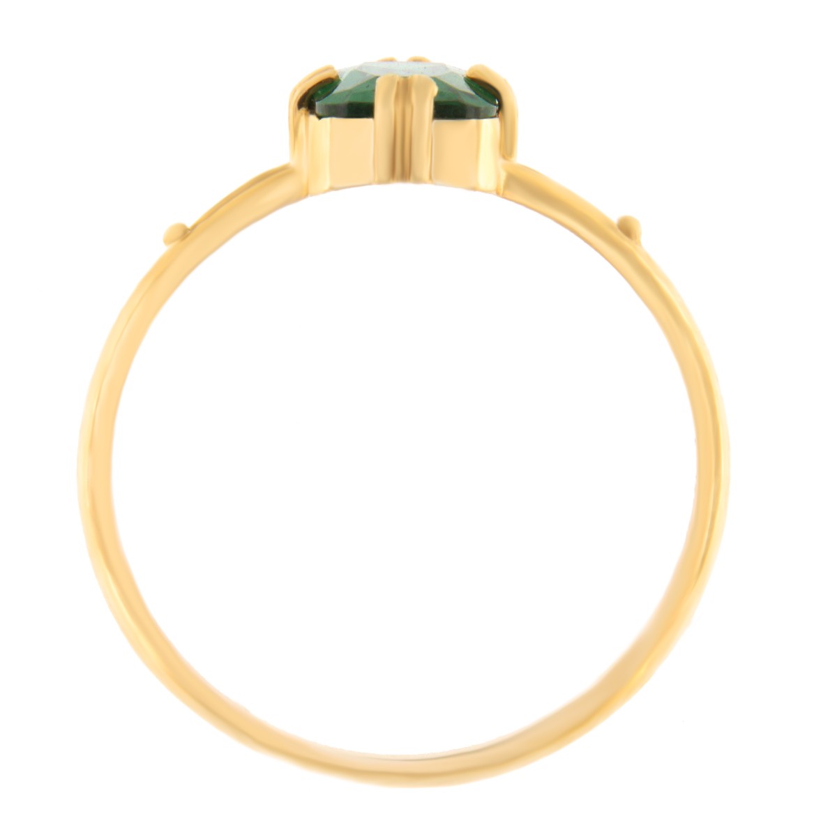 Kullast sõrmus tsirkooniga Kood: rn0129-5*7-roheline