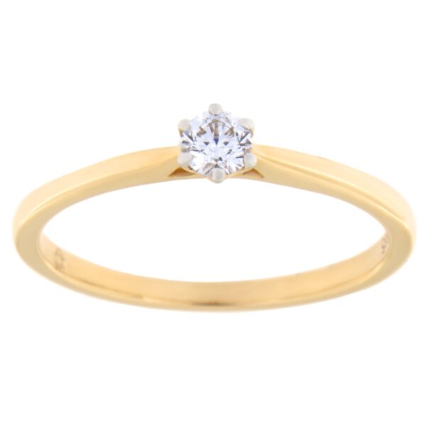 Kullast sõrmus teemantiga 0,15 ct. Kood: 80am,72ae