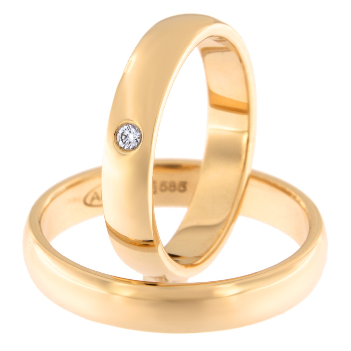 Kullast abielusõrmus teemantiga Kood: Rn0116-4-1k