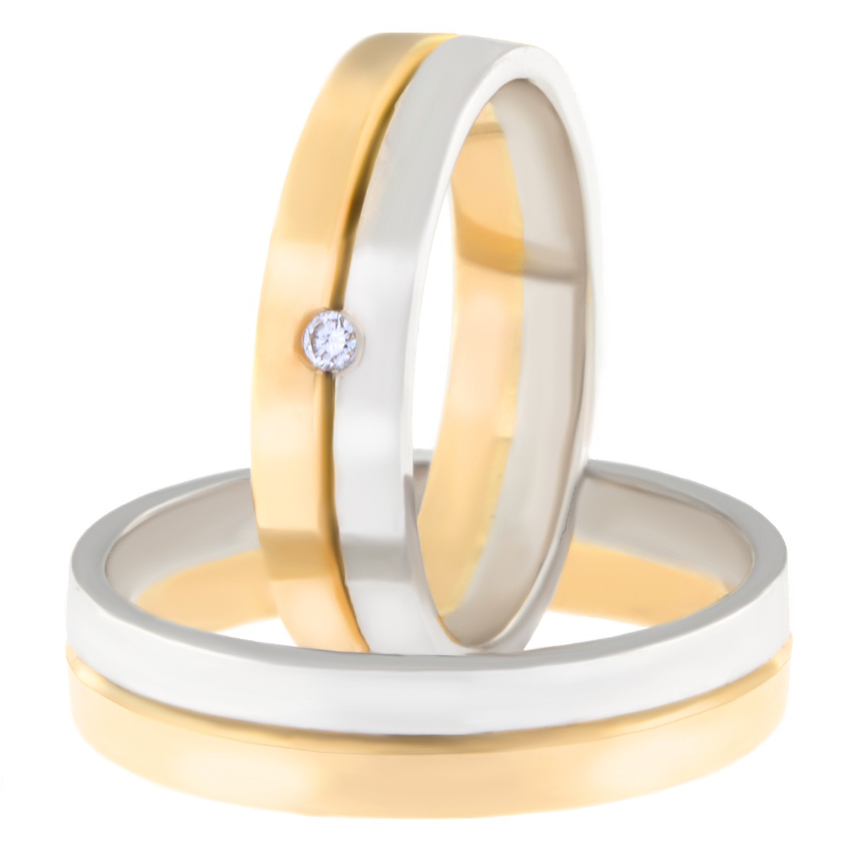 Kullast abielusõrmus teemantiga Kood: Rn0166-5-1/2vl-1/2kl-1k