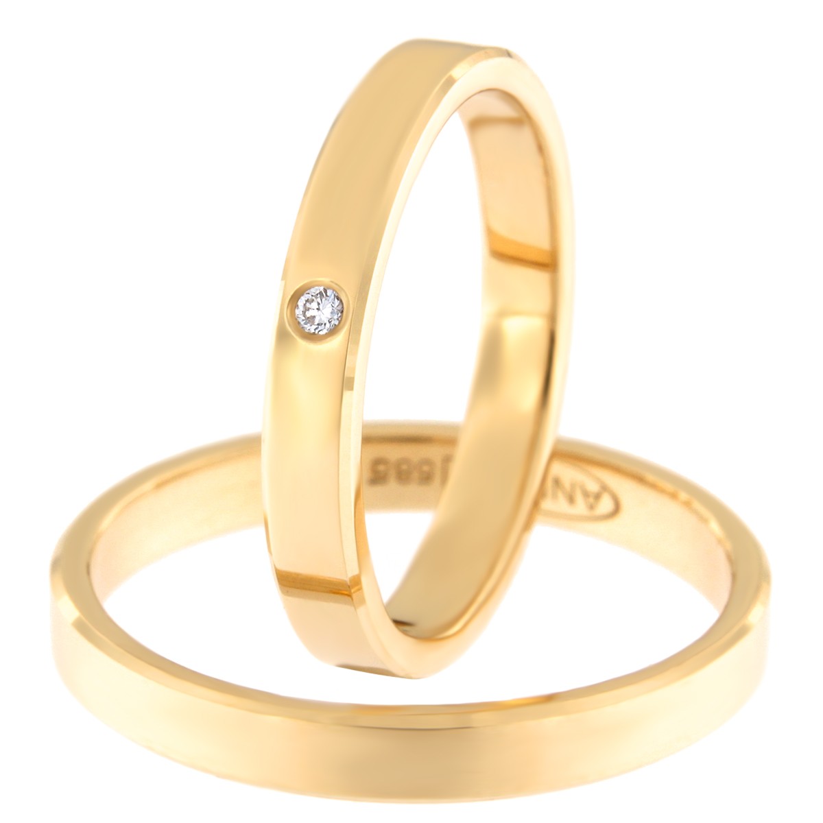 Kullast abielusõrmus teemantiga Kood: rn0167-3-1k