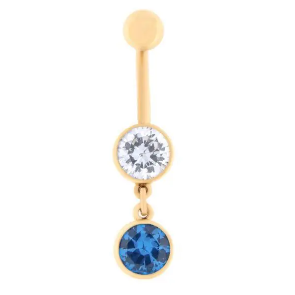 Gold belly button ring with zircon Code: pn0140-valge-sinine