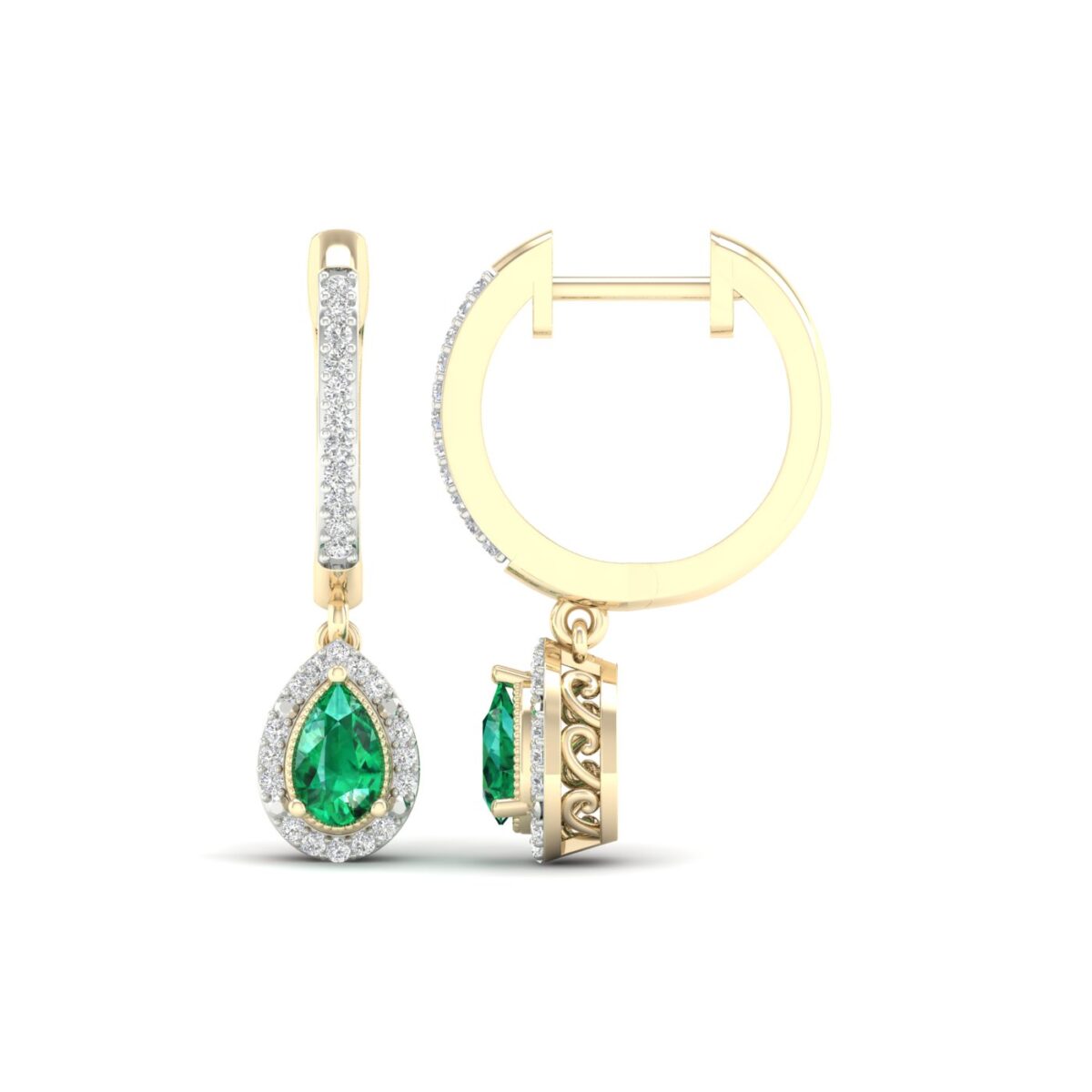 Kullast kõrvarõngad teemantide ja smaragdidega Kood: 44hm