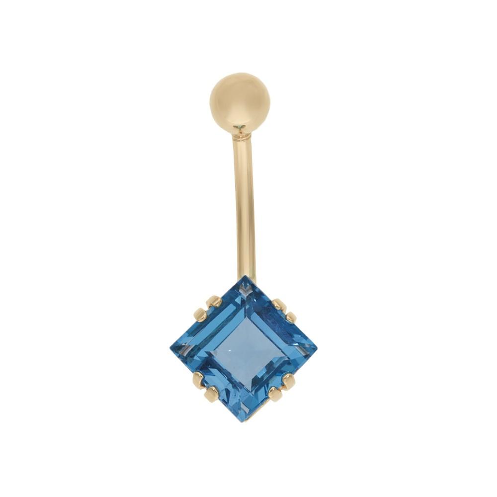Gold belly button ring with topaz Code: pn0152-topaas