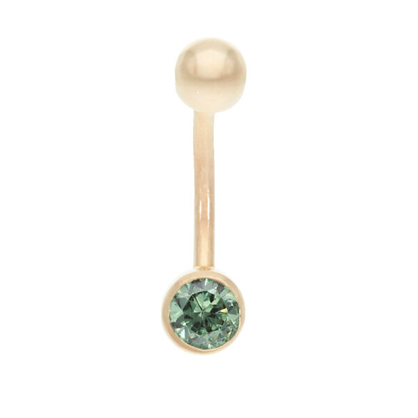 Gold belly button ring with zircon Code: pn0131-roheline