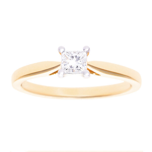 Kullast sõrmus teemantiga 0,35 ct. Kood: 71hkb