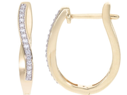 Kullast kõrvarõngad teemantidega 0,12 ct. Kood: 74hkc